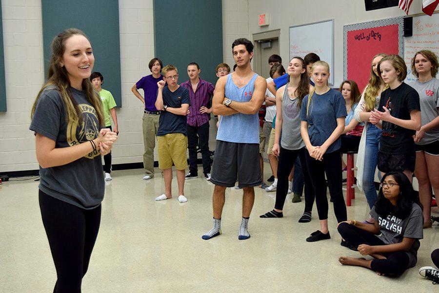 Senior Mary Shae Lancaster directs students at the musical dance workshop on Sept. 29.