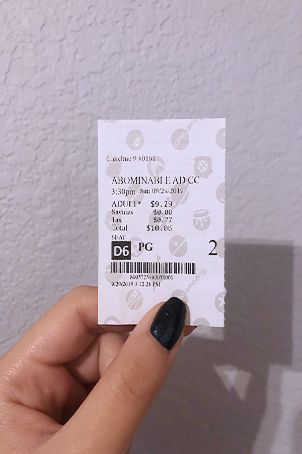 Raving+about+her+movie+experience%2C+senior+Hannah+Kim+proudly+displays+her+Abominable+move+ticket.+The+movie+ticket+was+well+worth+the+%2410.06+paid.+