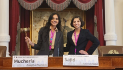 Poojitha Mucherla, junior, and Fatimah Sajid, freshman, at Youth & 
Government State Conferences during the first weekend of March. 
“It was insanely fun being able to share my thoughts,” says Mucherla, 
“with other like-minded high school students at the conference!”

