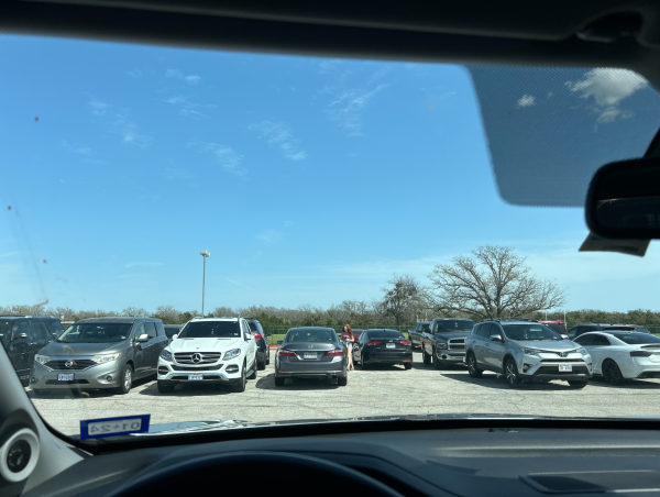 A picture taken on a sunny day from a students car in the old C lot before everything changed. 