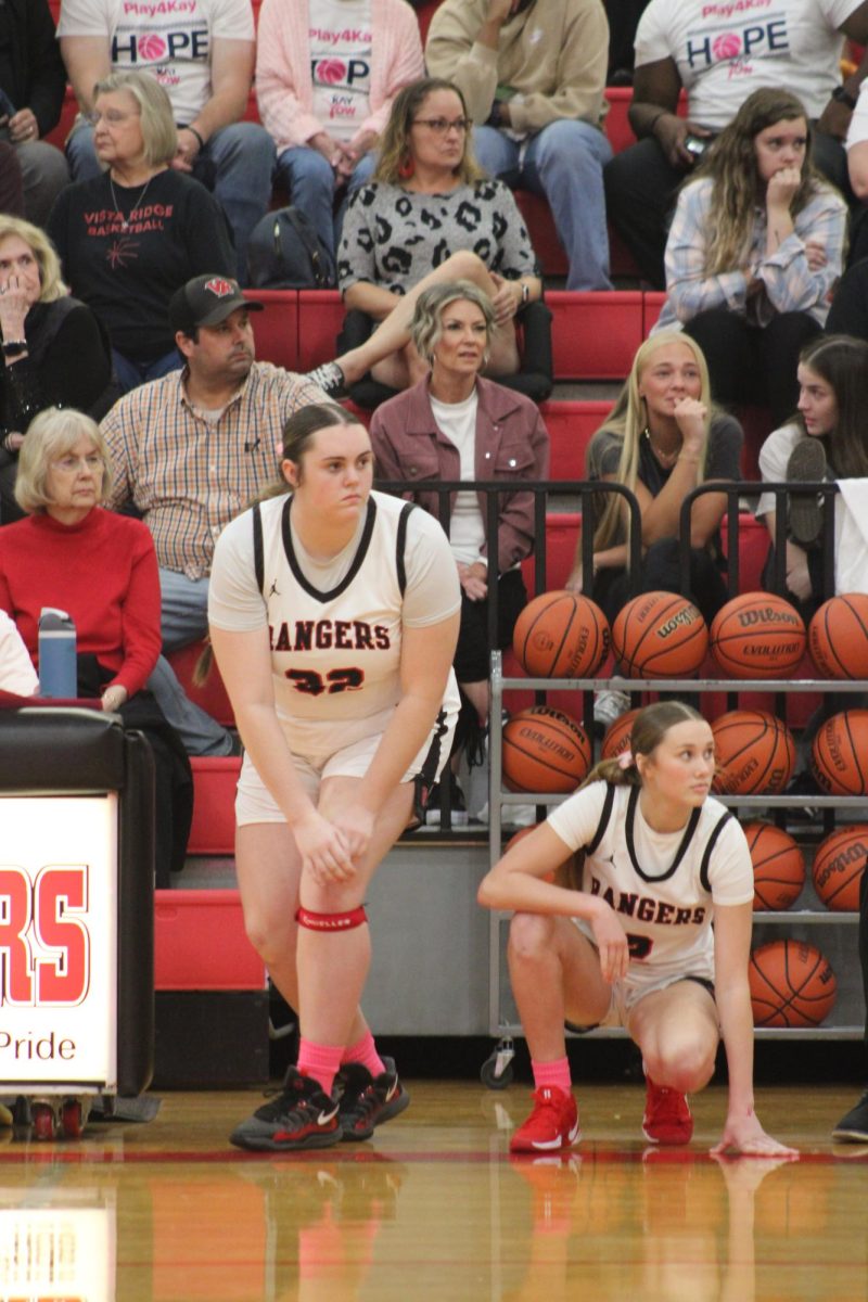 Senior Abigail Williams stands by to replace one of her teammates.
