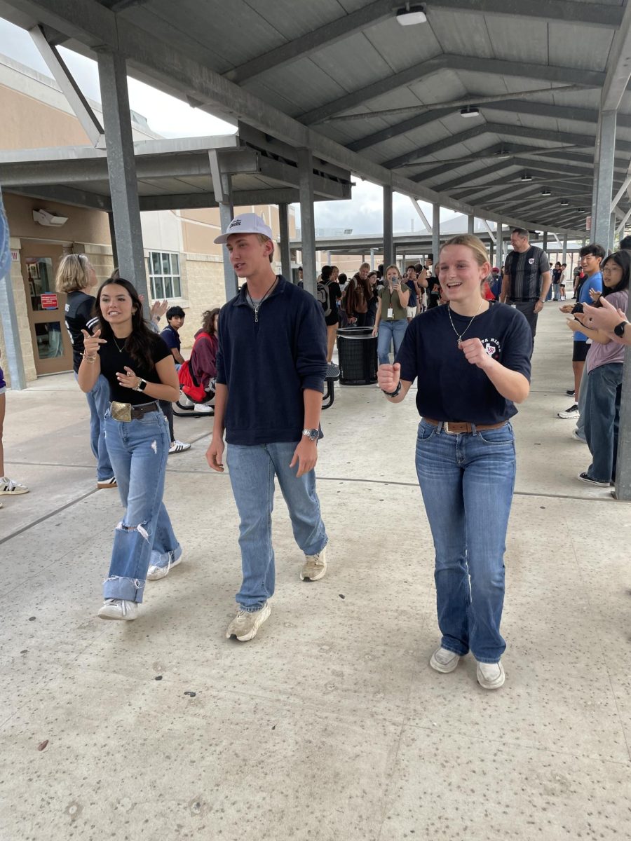 Seniors Abbie Notgrass, Austin Sassenburg and Riley Horn were celebrated during the Oct. 29 spirit line. They placed 1st at Nationals for Marketing.