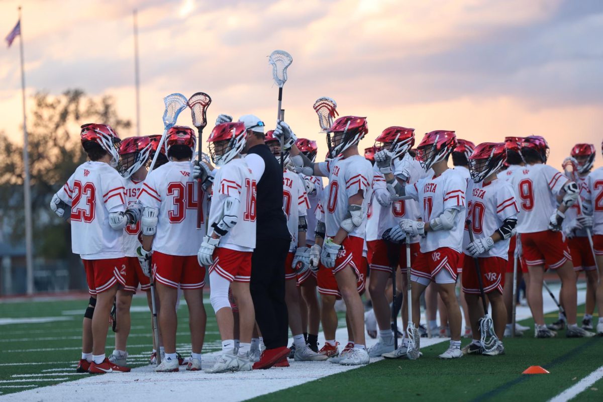 Rangers Lacrosse comes together for a team huddle against Austin High school on March 3, 2024.